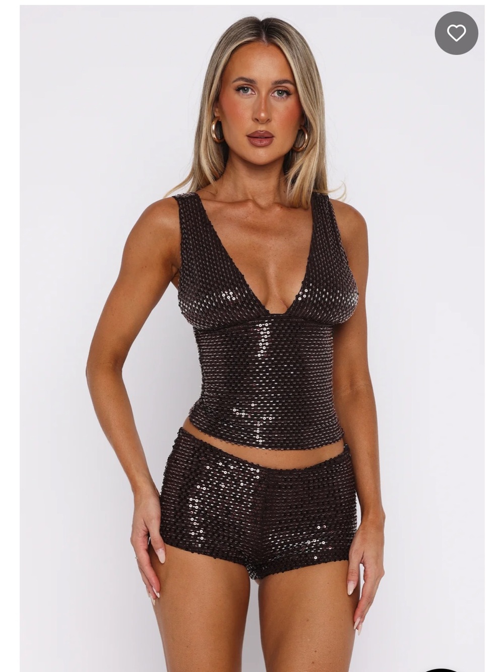 WHITE FOX Metallic Brown Sequin V-Neck Tank Top - Women
